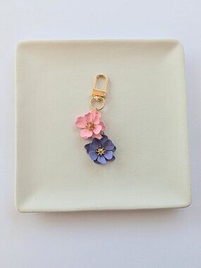 PINK PURPLE & GOLD FLOWER BAG CHARM
